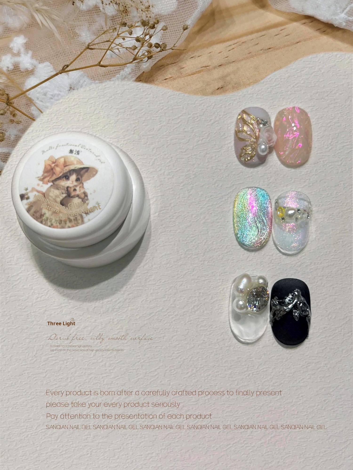 Texture gel raised line nail art for salons