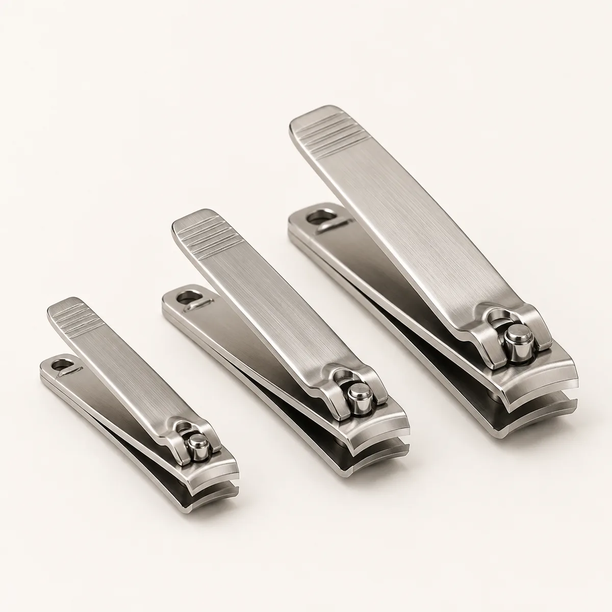 Illustrative bulk nail clippers in three sizes for wholesale sourcing reference