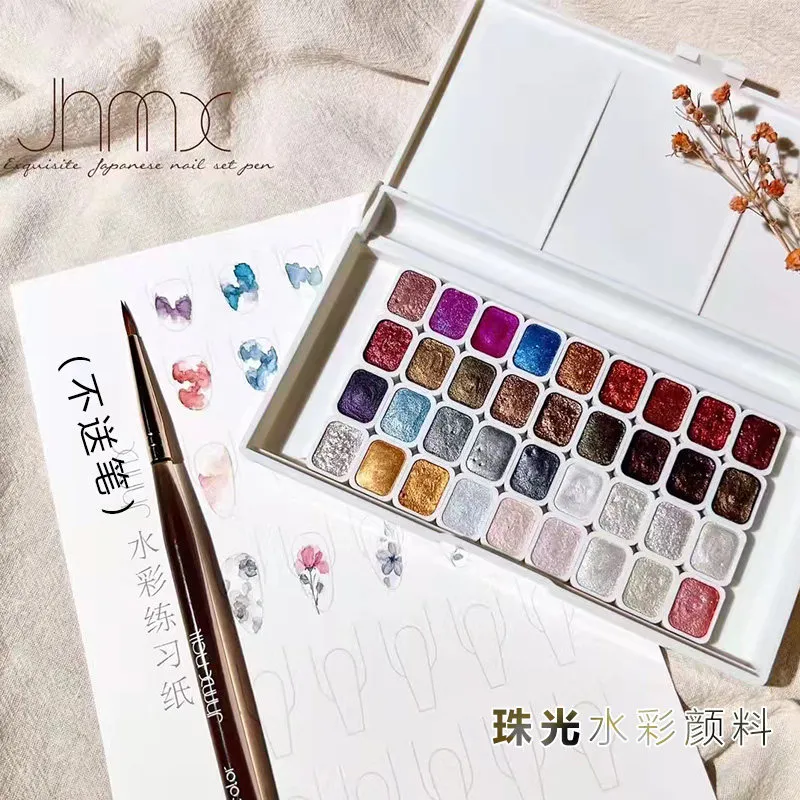 Solid Watercolor Nail Paint 36 Colors: Pearl Watercolor — Professional Special Effect Gel — solid watercolor nail gel