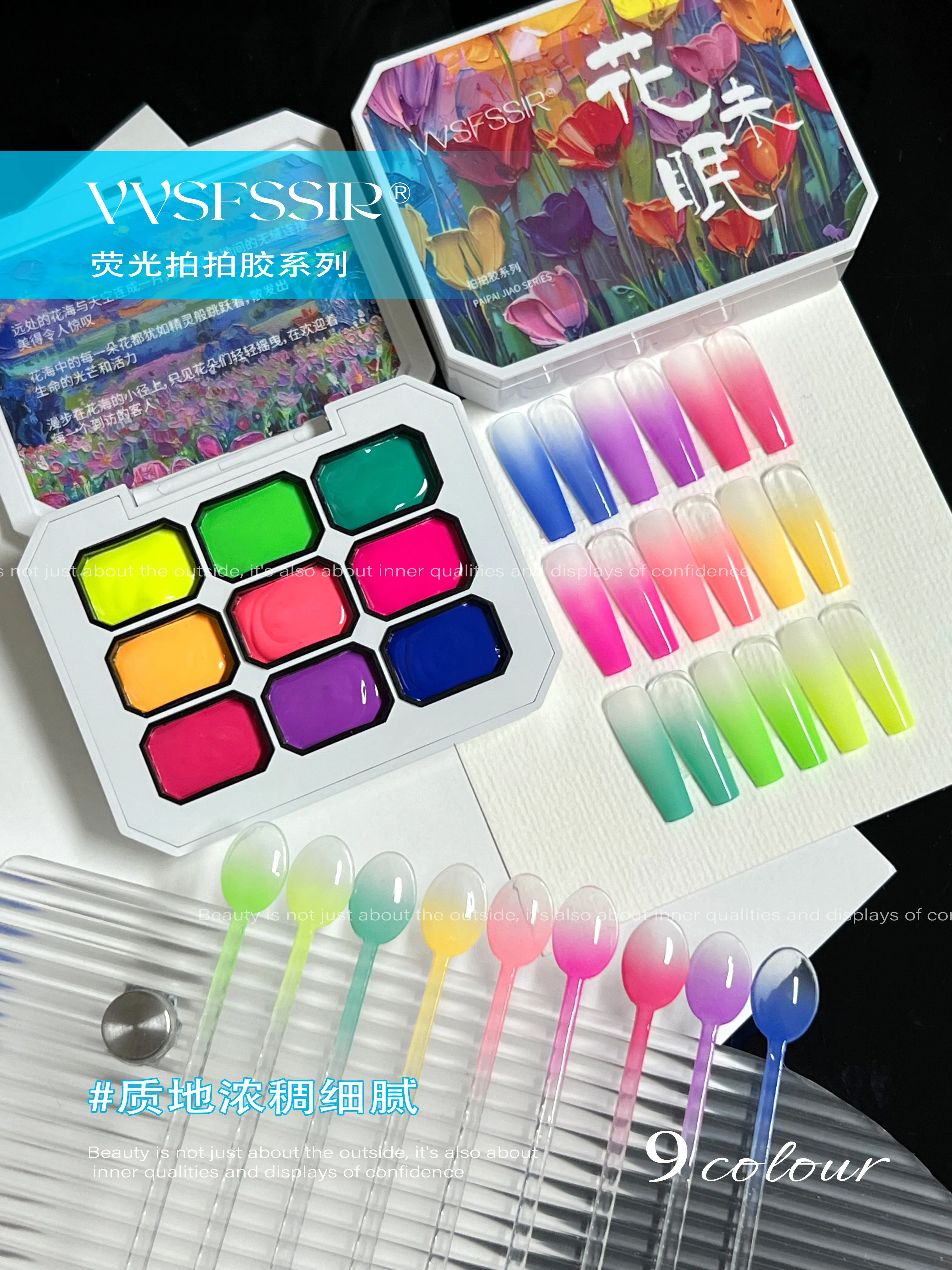 Fluorescent Pat Pat Gel 9 Colors: Bloom Neon — Buildable Pat Pat Gel