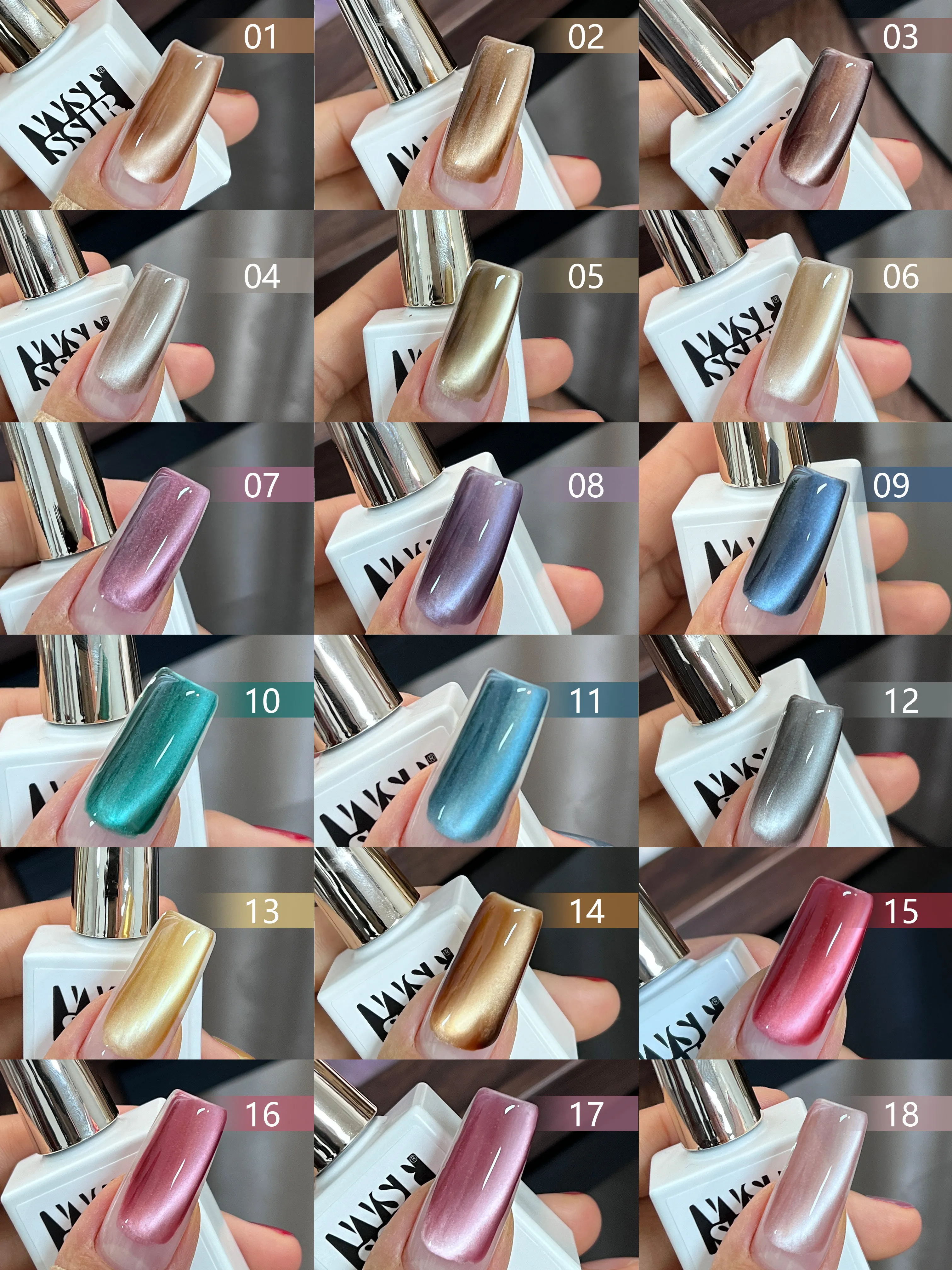 Gemstone Cat Eye Gel 18 Colors: Crystal Glass Bead — Magnetic Cat Eye