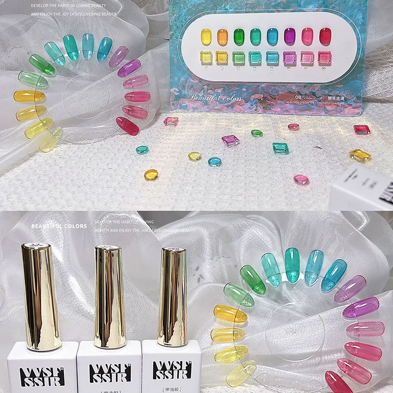 Candy Dopamine Jelly Gel 8 Colors: Candy Glaze — Semi-Translucent Jelly Nail Gel