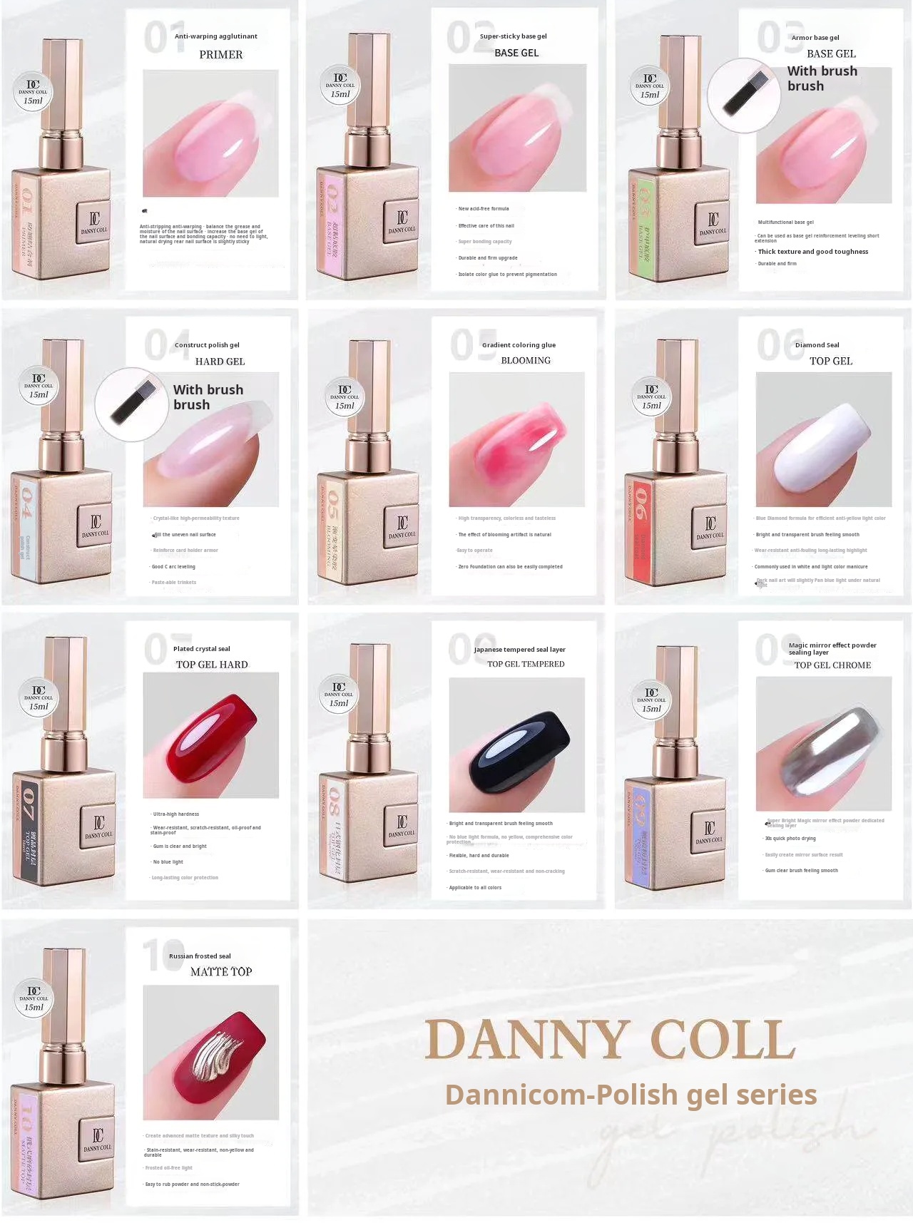 Daniko Professional Builder Base Top Coat Gel Set set