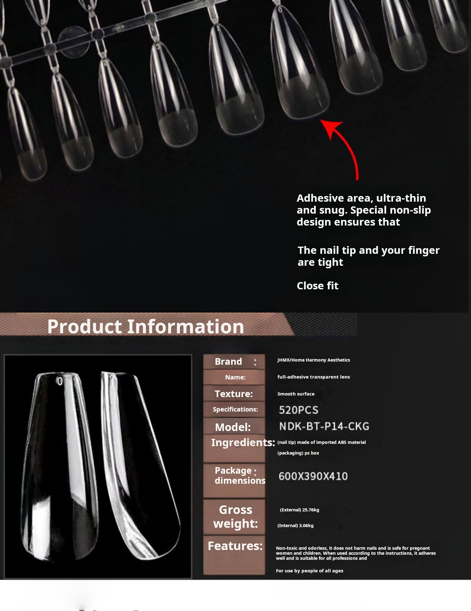 Jiahe JHMX Ultra-Thin Press-On Nail Tips product photo 3